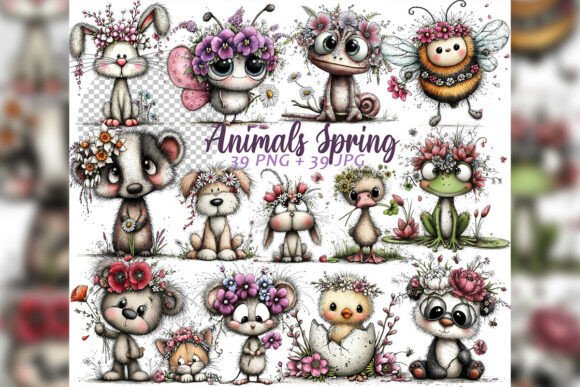 Download Whimsical Floral Animals Spring Clipart - Clipart Collection