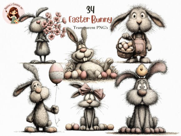 Download Whimsical Easter Bunny Clipart Png - Clipart Collection