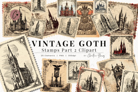 Download Vintage Goth Stamps Part 2 Clipart - Clipart Collection
