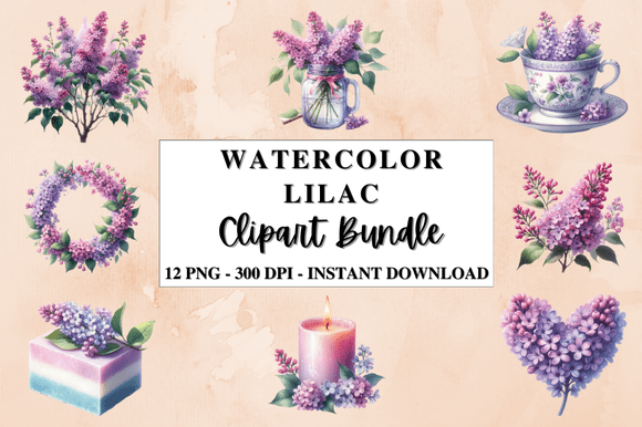 Download Watercolor Lilac Clipart Bundle - Clipart Collection