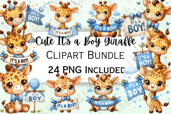 Download Cute It's a Boy Giraffe Clipart - Clipart Collection