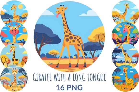 Download Funny Giraffe with a Long Tongue Clipart - Clipart Collection