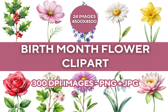 Download Birth Month Flower Clipart Bundle - Clipart Collection
