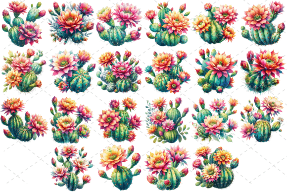 Download Cactus Bloom Watercolor Clipart Bundle - Clipart Collection