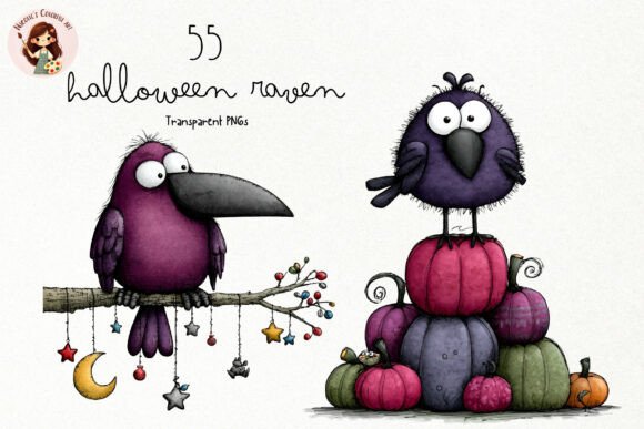 Download Cute Halloween Raven PNG Clipart - Clipart Collection