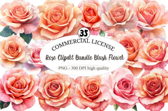 Download Rose Clipart Bundle Blush Flower - Clipart Collection