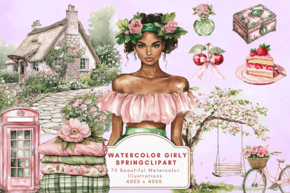 Download Watercolor Girly Spring Clipart - Clipart Collection