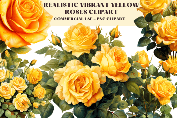 Download Realistic Vibrant Yellow Roses Clipart - Clipart Collection
