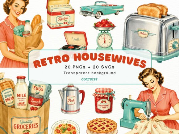 Download Retro Housewives Cliparts, 1950s PNG - Clipart Collection