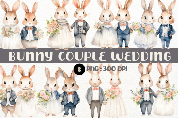 Download Watercolor Bunny Couple Wedding Clipart - Clipart Collection