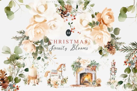 Download Watercolor Christmas Floral Clipart Set - Clipart Collection