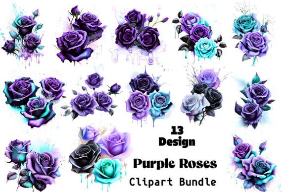 Download Purple Roses Clipart Bundle - Clipart Collection