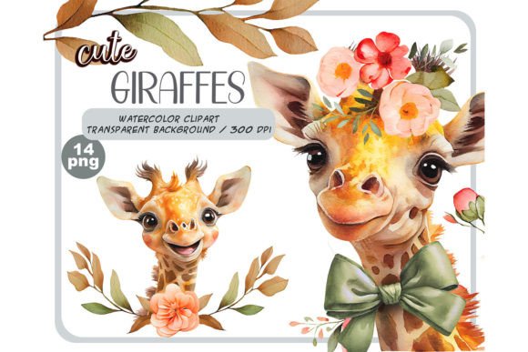 Download Watercolor Cute Baby Giraffes Clipart - Clipart Collection