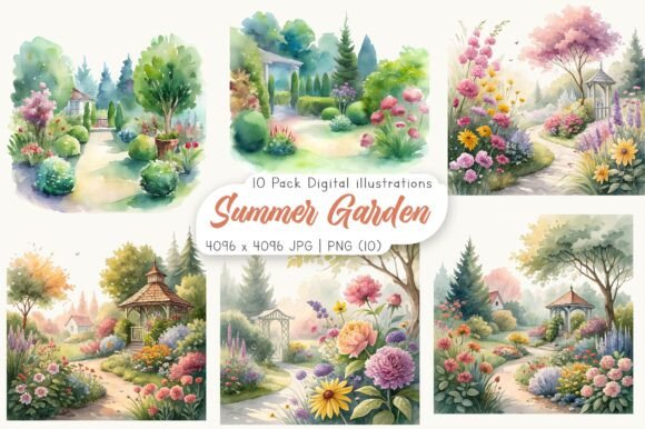 Download Watercolor Summer Garden Clipart - Clipart Collection
