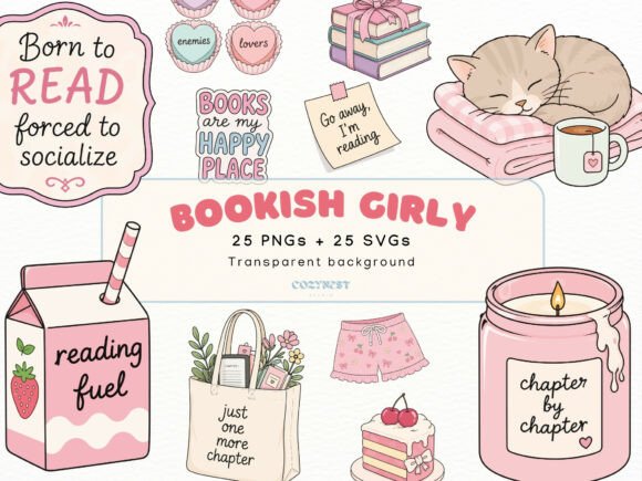 Download Bookish Girly Cliparts, Cute Reading PNG - Clipart Collection