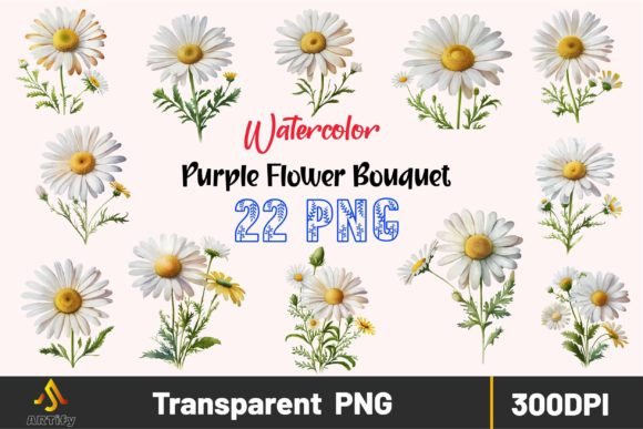 Download Watercolor Daisy Bouquets Floral Clipart - Clipart Collection