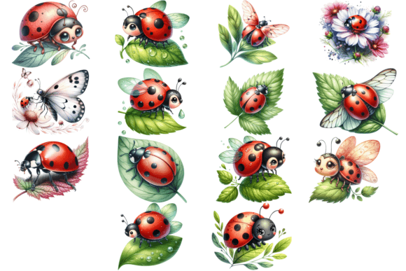 Download 14 Watercolor Ladybug Clipart Bundle - Clipart Collection