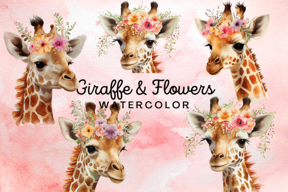 Download Floral Giraffe Watercolor Clipart - Clipart Collection