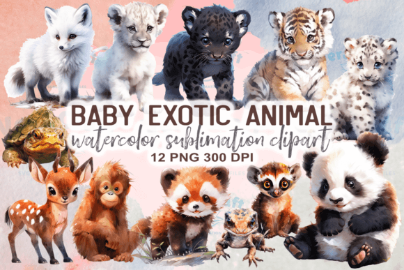 Download Watercolor Baby Exotic Animals Clipart - Clipart Collection