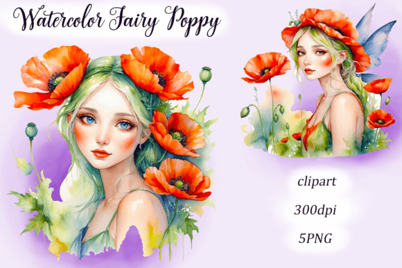 Download Watercolor Fairy Poppy Clipart - Clipart Collection