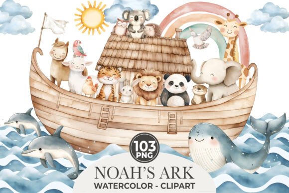 Download Noah's Ark Watercolor Bundle Clipart - Clipart Collection
