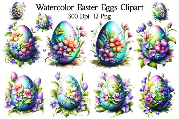 Download Watercolor Easter Eggs Clipart - Clipart Collection