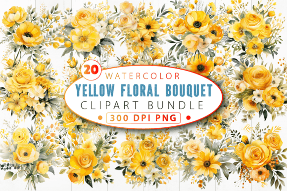 Download Watercolor Yellow Floral Bouquet Clipart - Clipart Collection