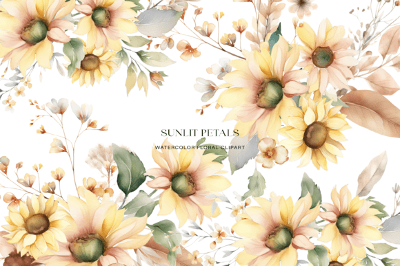Download Watercolor Sunflower Floral Clipart Set - Clipart Collection