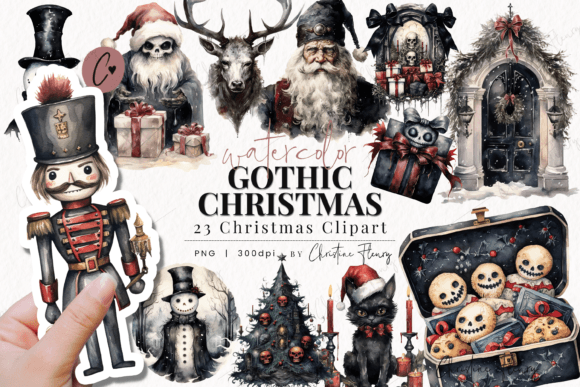 Download Watercolor Gothic Christmas Clipart - Clipart Collection