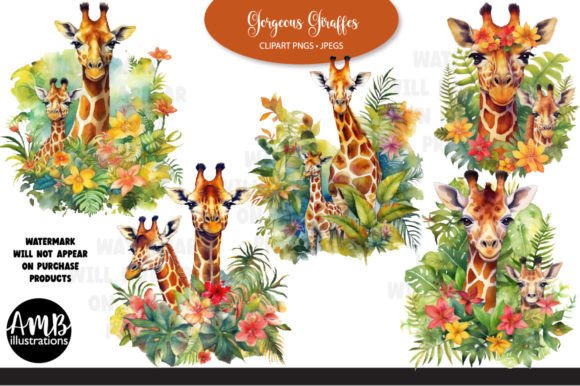 Download Gorgeous Giraffes Watercolour Clipart - Clipart Collection