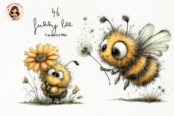 Download Whimsical Fuzzy Bee PNG Clipart Bundle - Clipart Collection