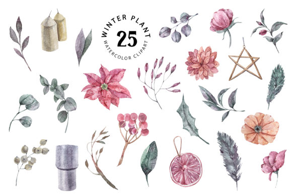 Download Christmas Watercolor Plants Clipart - Clipart Collection