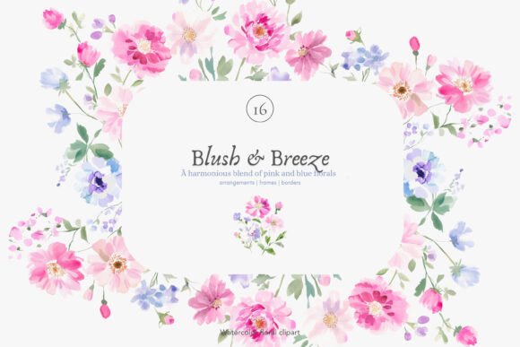 Download Watercolor Pink Florals Clipart Set - Clipart Collection