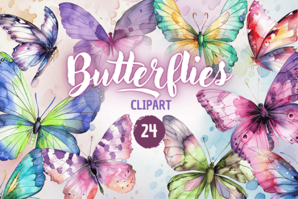 Download Watercolor Butterflies - Clipart - Clipart Collection