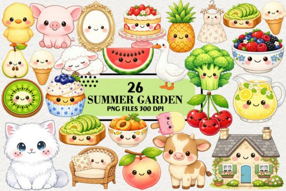Download Kawaii Summer Garden Clipart Bundle - Clipart Collection
