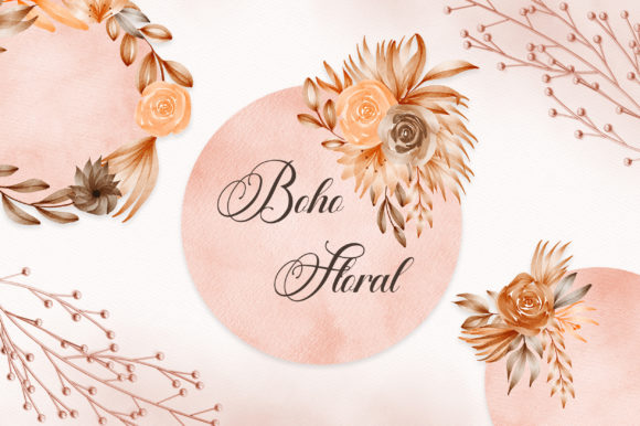 Download Boho Floral Watercolor Circle Clipart - Clipart Collection