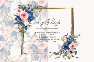 Download Navy and Blush Floral Bouquet Clipart - Clipart Collection
