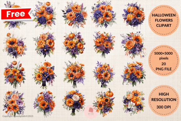 Download Free Halloween Flowers Clipart Bundle 4 - Clipart Collection