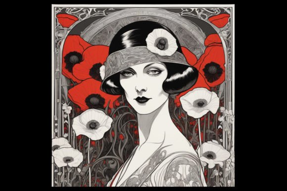 Download Art Deco Red Poppies Clipart - Clipart Collection