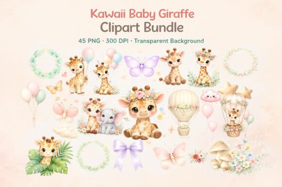 Download 45 Kawaii-Baby-giraffe-clipart-bundle - Clipart Collection