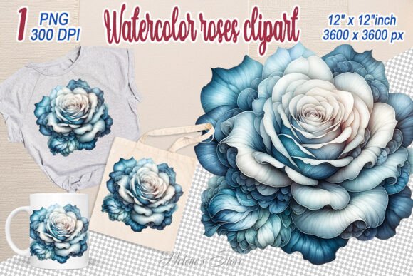 Download Blue Watercolor Rose Flower Clipart Png - Clipart Collection