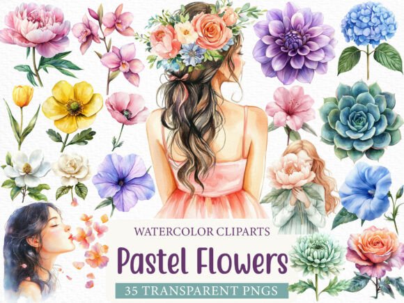 Download Watercolor Pastel Flowers Clipart - Clipart Collection