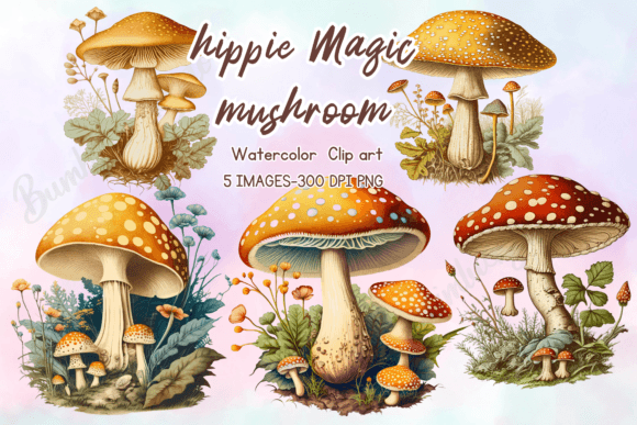 Download Vintage Magic Mushrooms Clipart Bundle - Clipart Collection