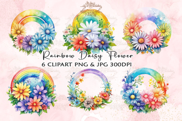Download Rainbow Daisy Flower Watercolor Clipart - Daisy flower watercolor clipart Collection