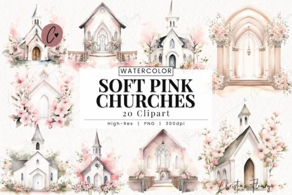 Download Watercolor Soft Pink Church Clipart - Clipart Collection