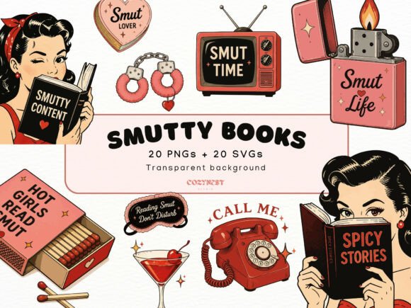 Download Smutty Books Cliparts, Retro Bookish PNG - Clipart Collection