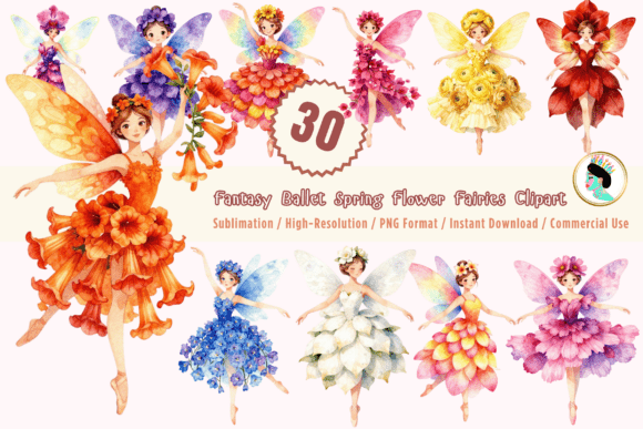 Download Flower Fairy Watercolor Clipart Bundle - Clipart Collection