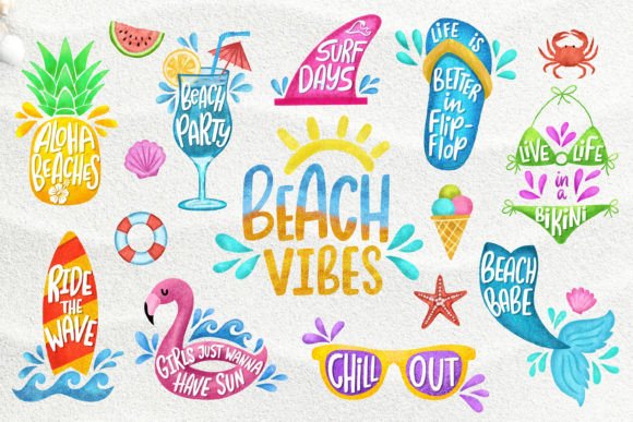 Download Beach Vibes Sublimation Graphics Bundle - Sublimation graphics Collection
