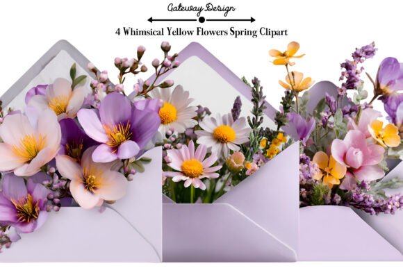 Download Whimsical Yellow Flowers Spring Clipart - Clipart Collection