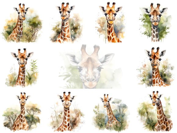 Download Giraffe Watercolor Clipart Images Set - Clipart Collection